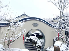 初雪后的仙海院子，驚艷了人間